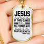 To Him That Believe Christian Necklace Stainless Steel or 18k Gold Dog Tag 24" Chain-Express Your Love Gifts