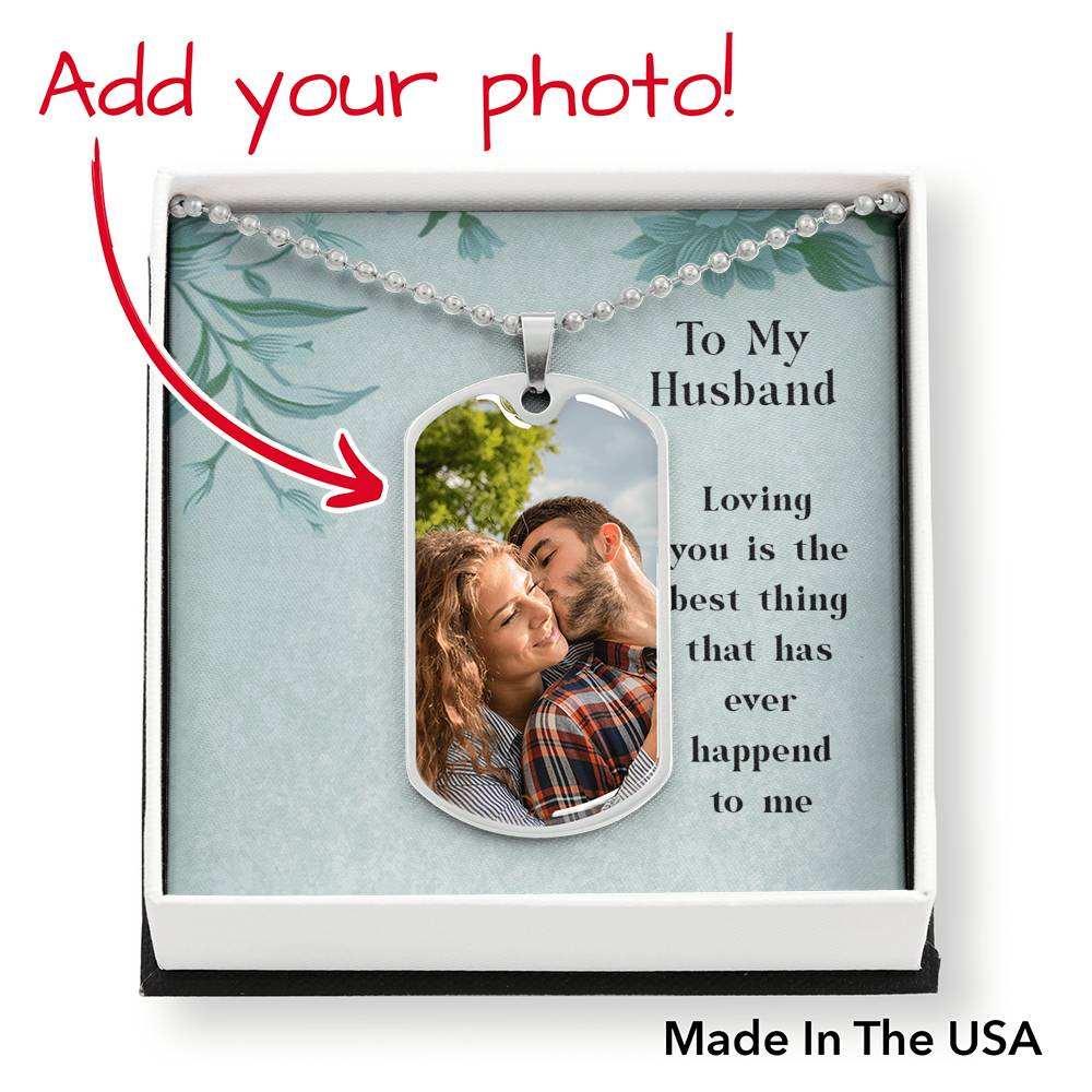 To Husband From Wife Personalized Loving You Is The Best Necklace Stainless Steel or 18k Gold Dog Tag W 24" Chain-Express Your Love Gifts