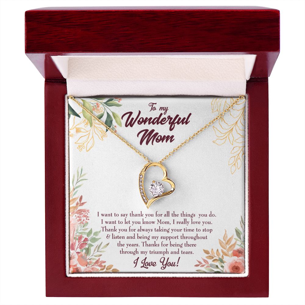 To Mom All Support Mom Forever Necklace w Message Card-Express Your Love Gifts