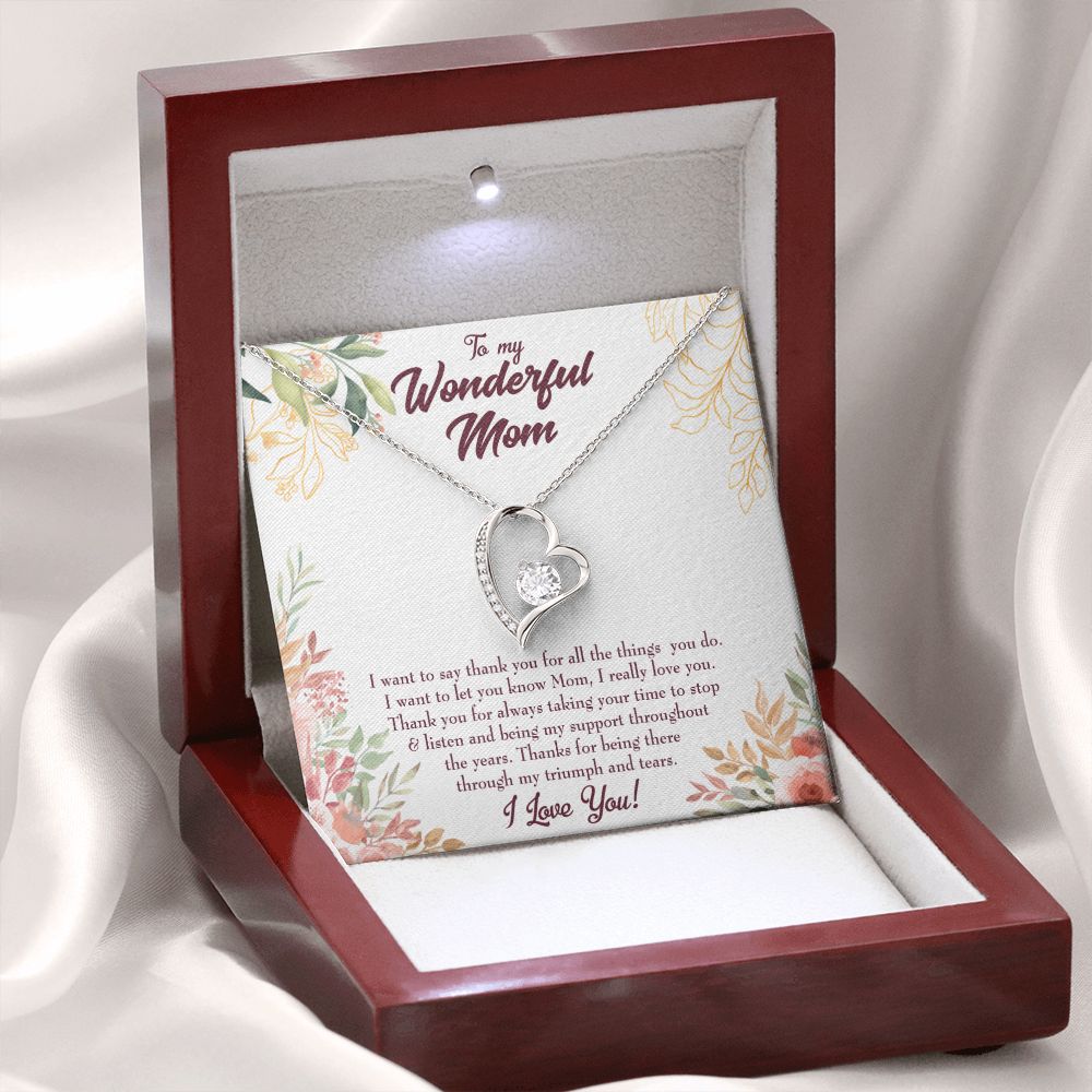 To Mom All Support Mom Forever Necklace w Message Card-Express Your Love Gifts