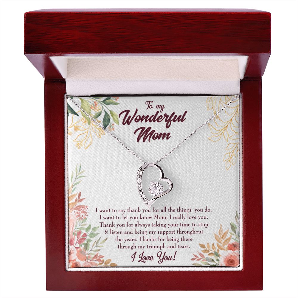 To Mom All Support Mom Forever Necklace w Message Card-Express Your Love Gifts
