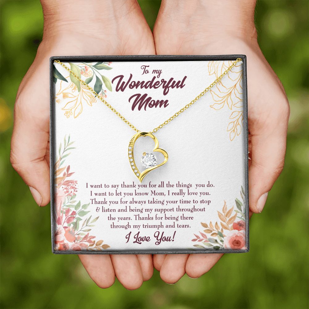 To Mom All Support Mom Forever Necklace w Message Card-Express Your Love Gifts