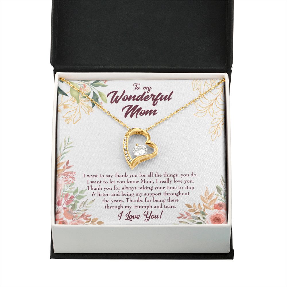 To Mom All Support Mom Forever Necklace w Message Card-Express Your Love Gifts