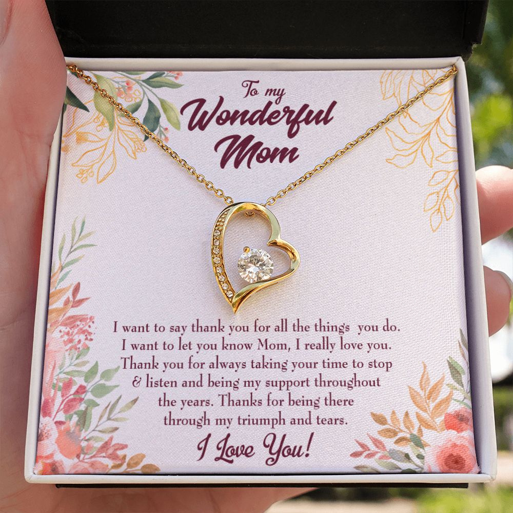 To Mom All Support Mom Forever Necklace w Message Card-Express Your Love Gifts