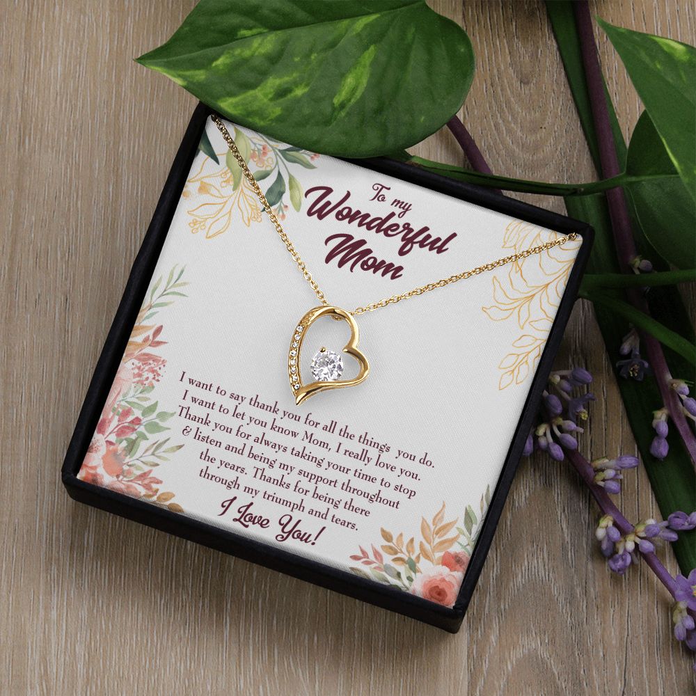 To Mom All Support Mom Forever Necklace w Message Card-Express Your Love Gifts