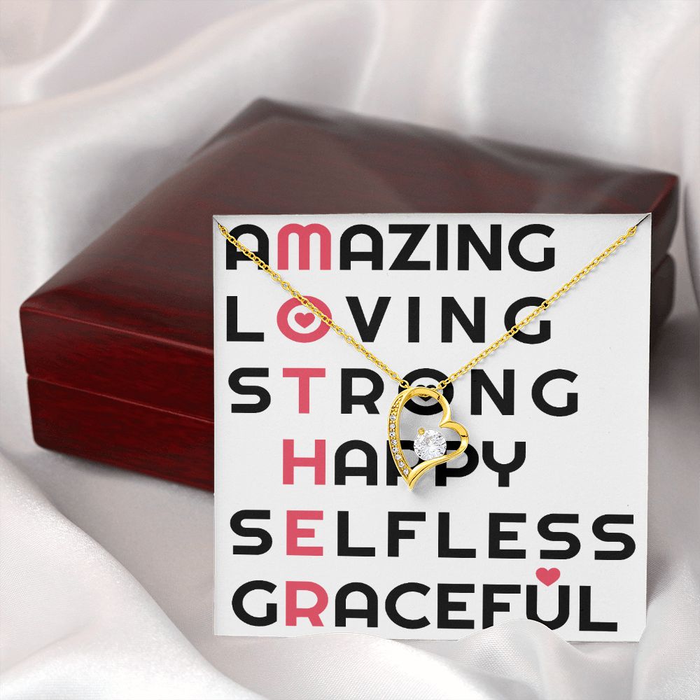 To Mom Amazing Loving Strong Happy Selfless Graceful Forever Necklace w Message Card-Express Your Love Gifts