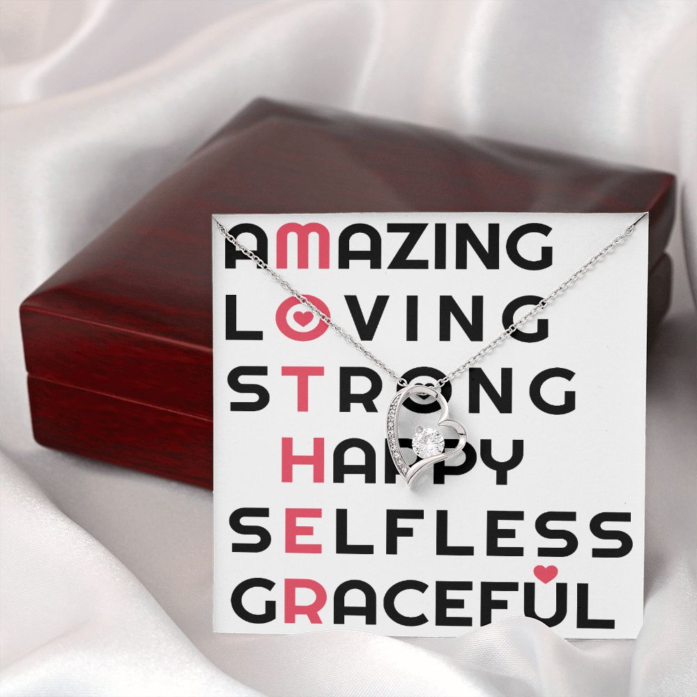 To Mom Amazing Loving Strong Happy Selfless Graceful Forever Necklace w Message Card-Express Your Love Gifts