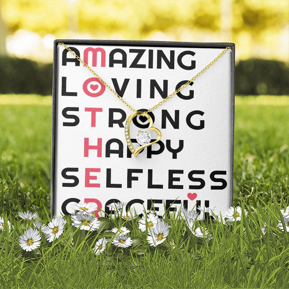 To Mom Amazing Loving Strong Happy Selfless Graceful Forever Necklace w Message Card-Express Your Love Gifts
