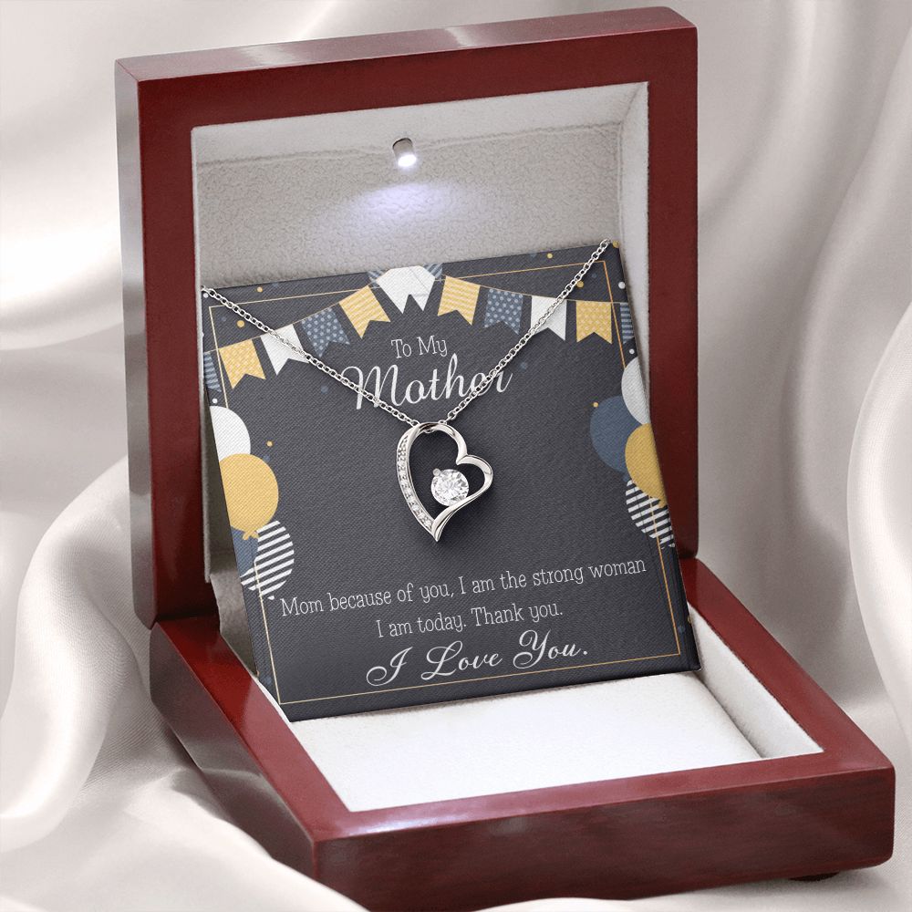 To Mom Birthday Message Because of You Mom Forever Necklace w Message Card-Express Your Love Gifts