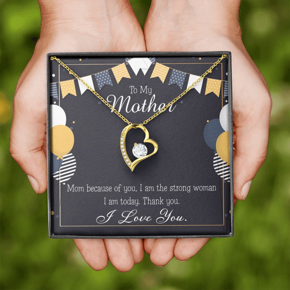 To Mom Birthday Message Because of You Mom Forever Necklace w Message Card-Express Your Love Gifts