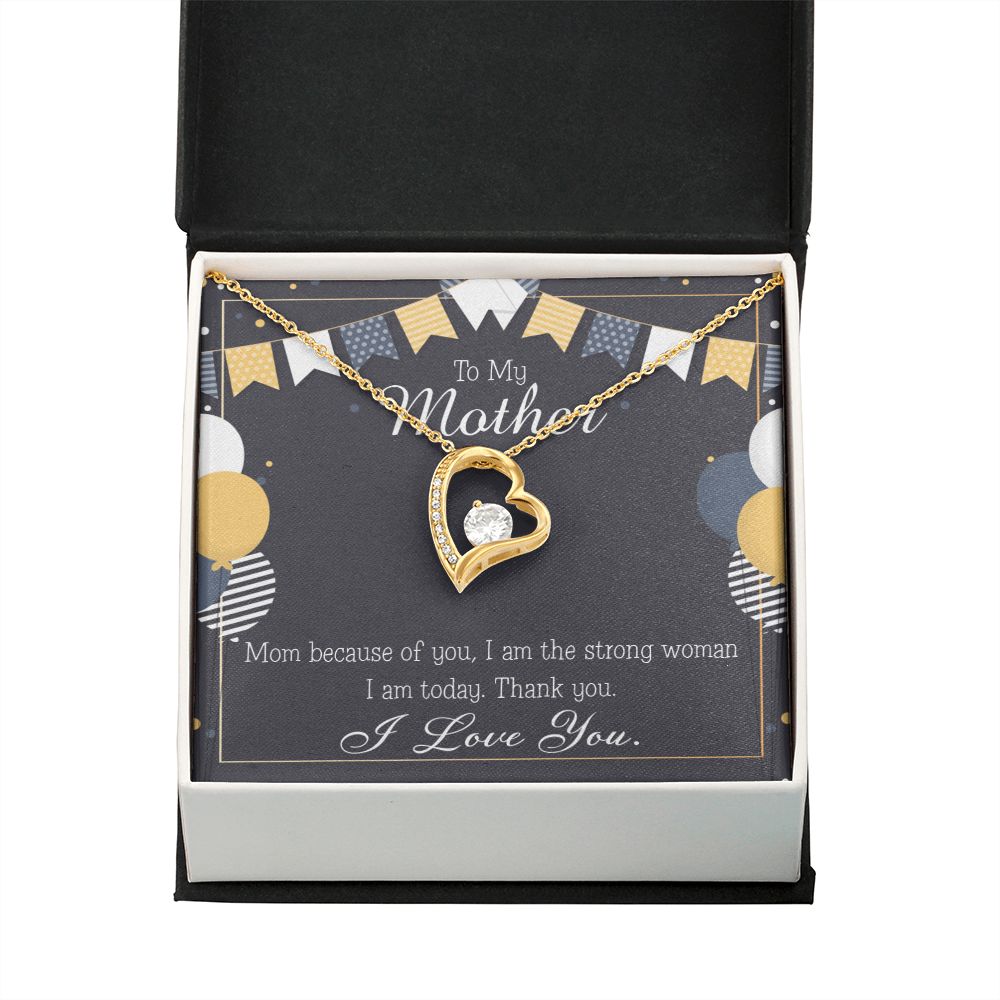 To Mom Birthday Message Because of You Mom Forever Necklace w Message Card-Express Your Love Gifts