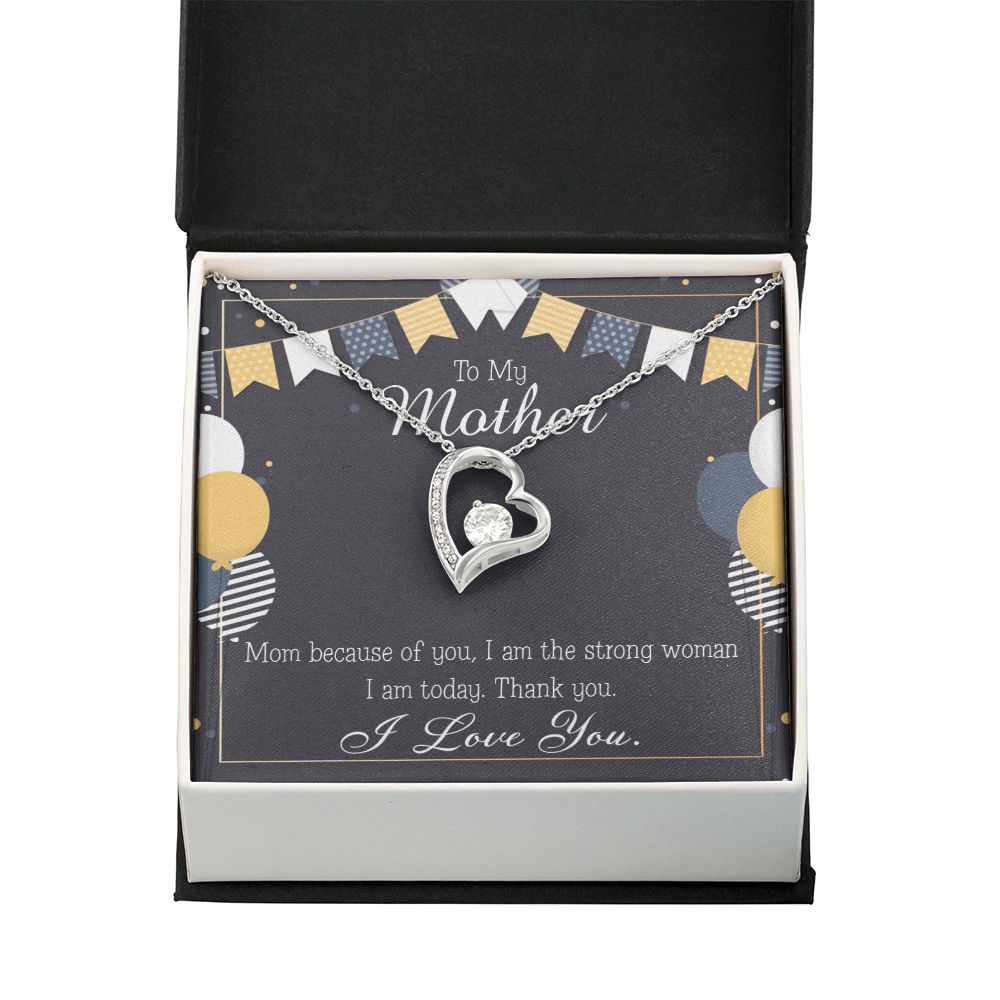 To Mom Birthday Message Because of You Mom Forever Necklace w Message Card-Express Your Love Gifts