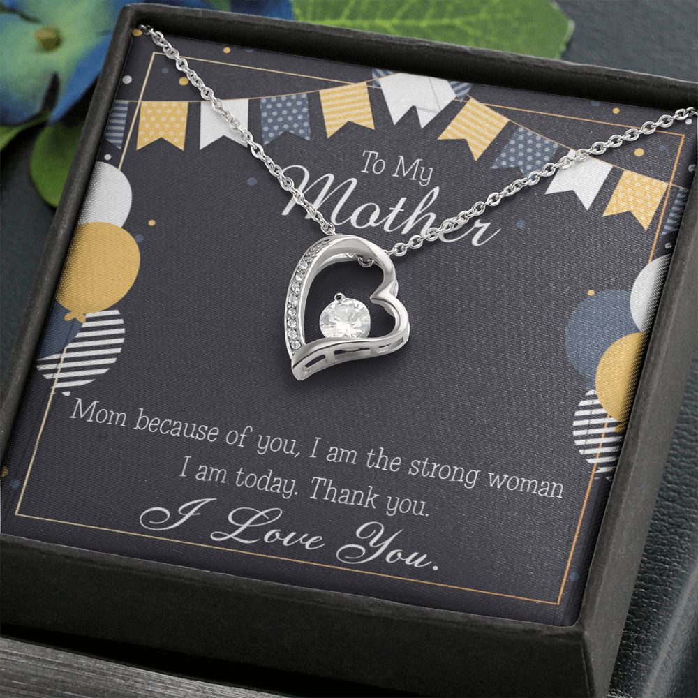 To Mom Birthday Message Because of You Mom Forever Necklace w Message Card-Express Your Love Gifts