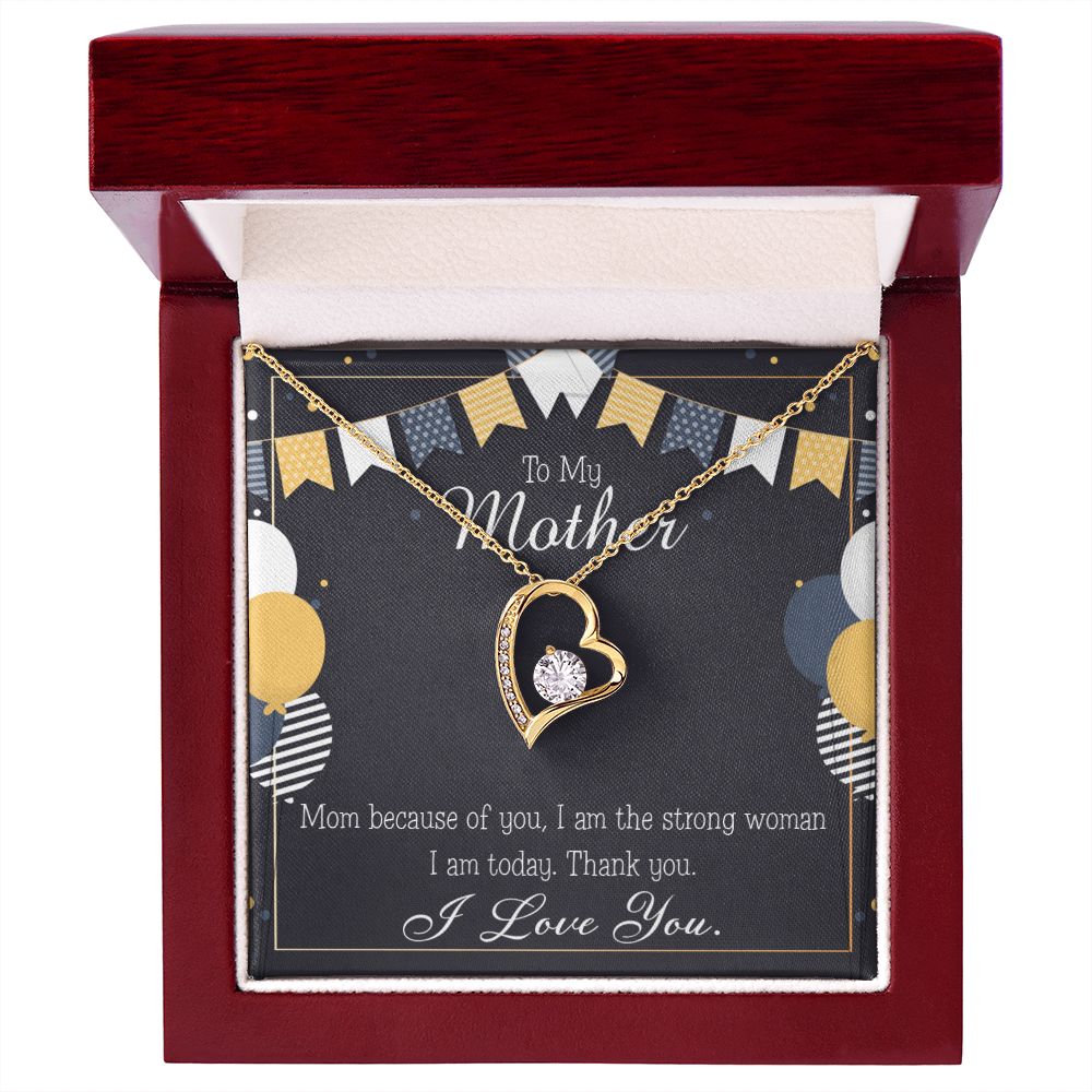 To Mom Birthday Message Because of You Mom Forever Necklace w Message Card-Express Your Love Gifts