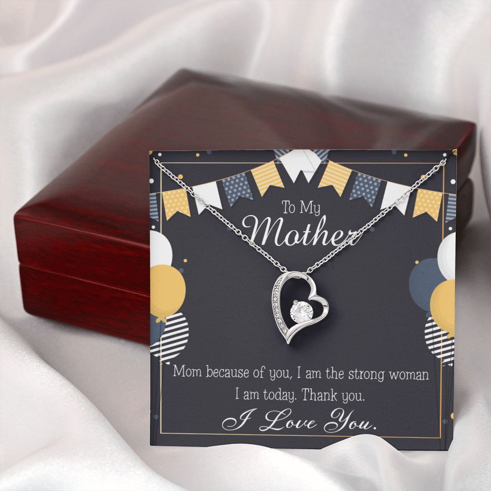 To Mom Birthday Message Because of You Mom Forever Necklace w Message Card-Express Your Love Gifts