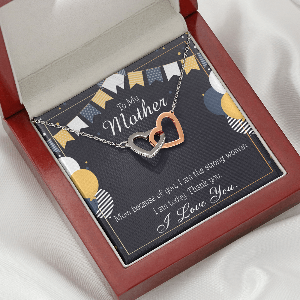 To Mom Birthday Message Because of You Mom Inseparable Necklace-Express Your Love Gifts