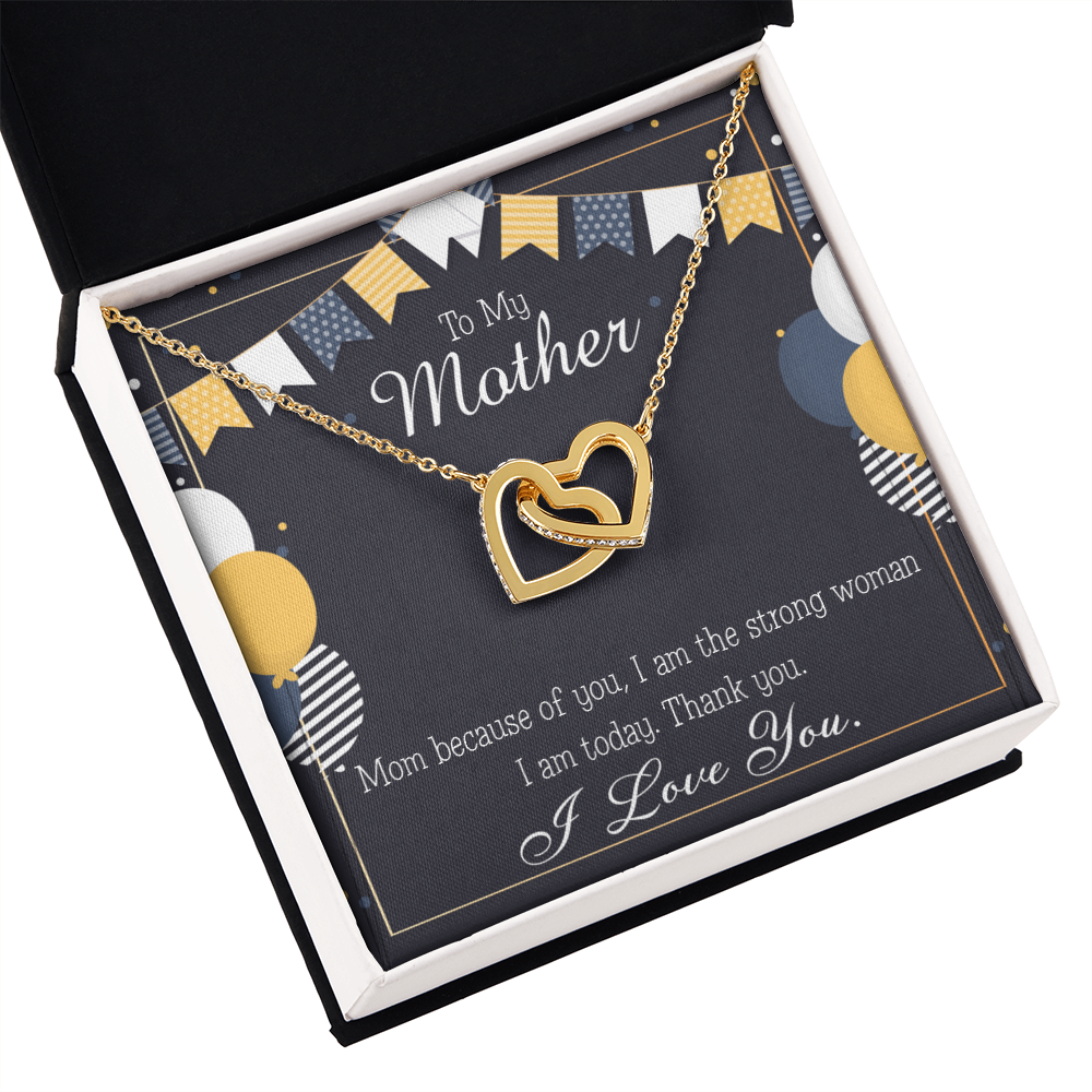 To Mom Birthday Message Because of You Mom Inseparable Necklace-Express Your Love Gifts