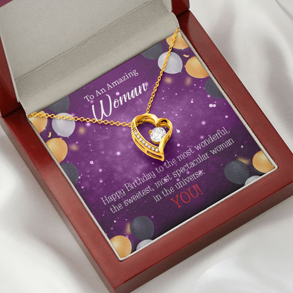 To Mom Birthday Message Best in Universe Forever Necklace w Message Card-Express Your Love Gifts