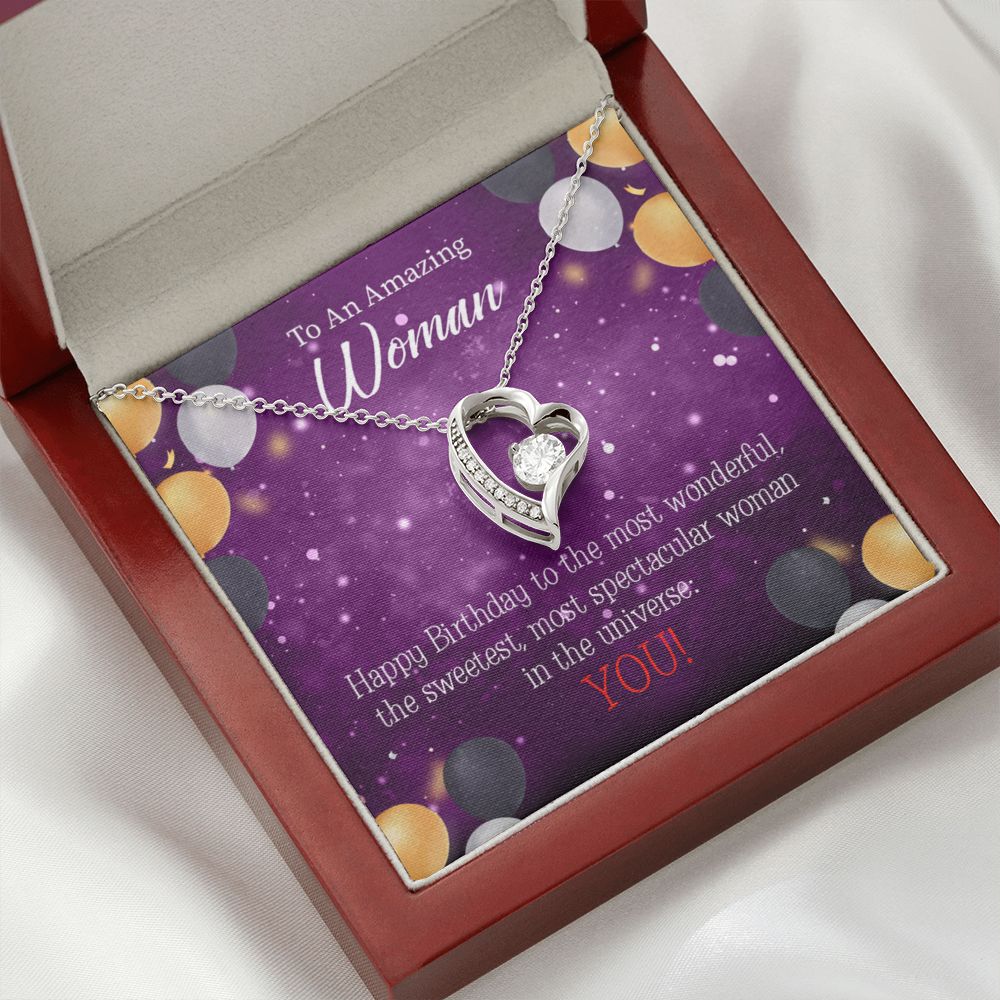 To Mom Birthday Message Best in Universe Forever Necklace w Message Card-Express Your Love Gifts