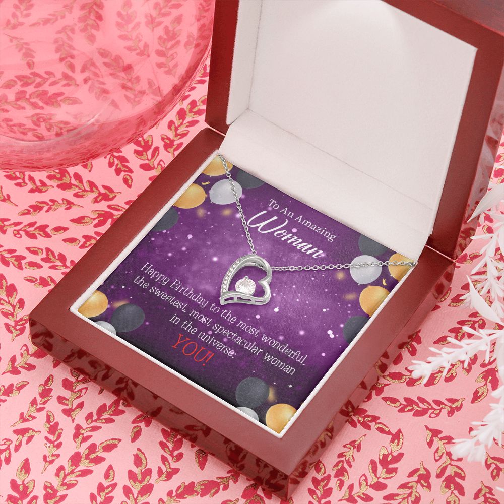 To Mom Birthday Message Best in Universe Forever Necklace w Message Card-Express Your Love Gifts