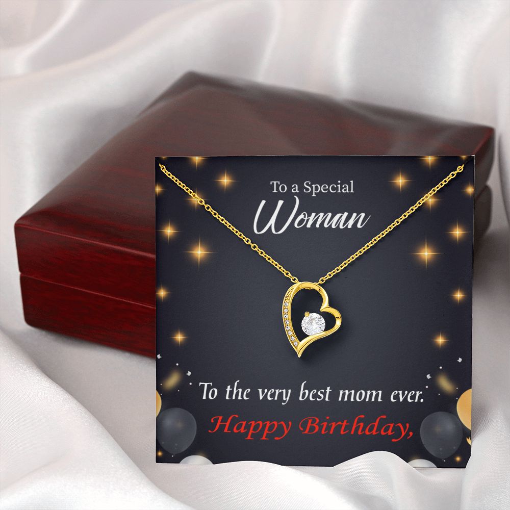 To Mom Birthday Message Best Mom Ever Forever Necklace w Message Card-Express Your Love Gifts