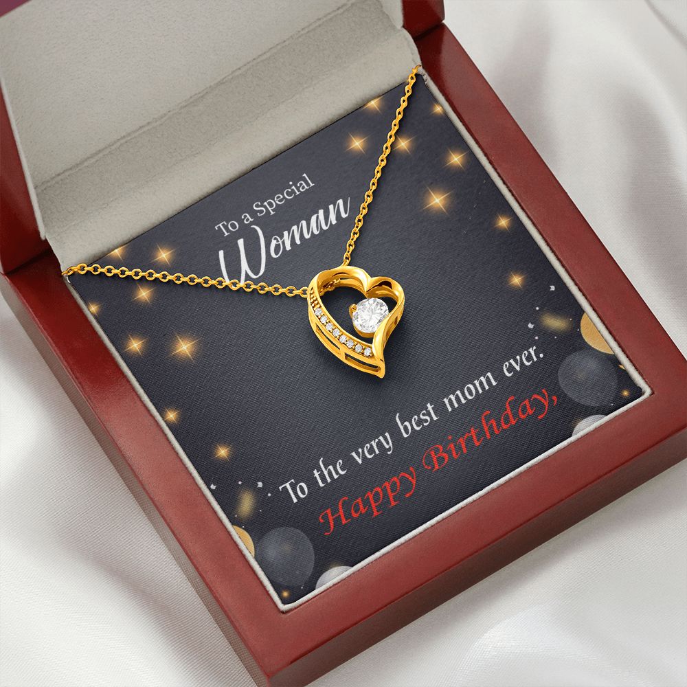 To Mom Birthday Message Best Mom Ever Forever Necklace w Message Card-Express Your Love Gifts