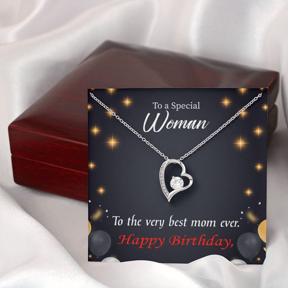 To Mom Birthday Message Best Mom Ever Forever Necklace w Message Card-Express Your Love Gifts