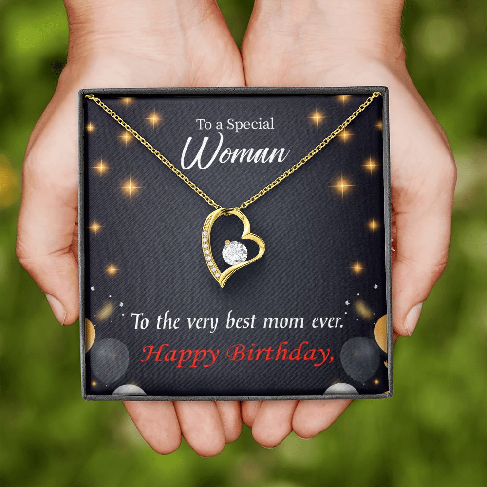To Mom Birthday Message Best Mom Ever Forever Necklace w Message Card-Express Your Love Gifts