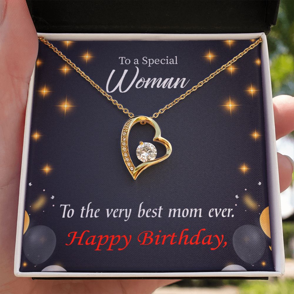 To Mom Birthday Message Best Mom Ever Forever Necklace w Message Card-Express Your Love Gifts