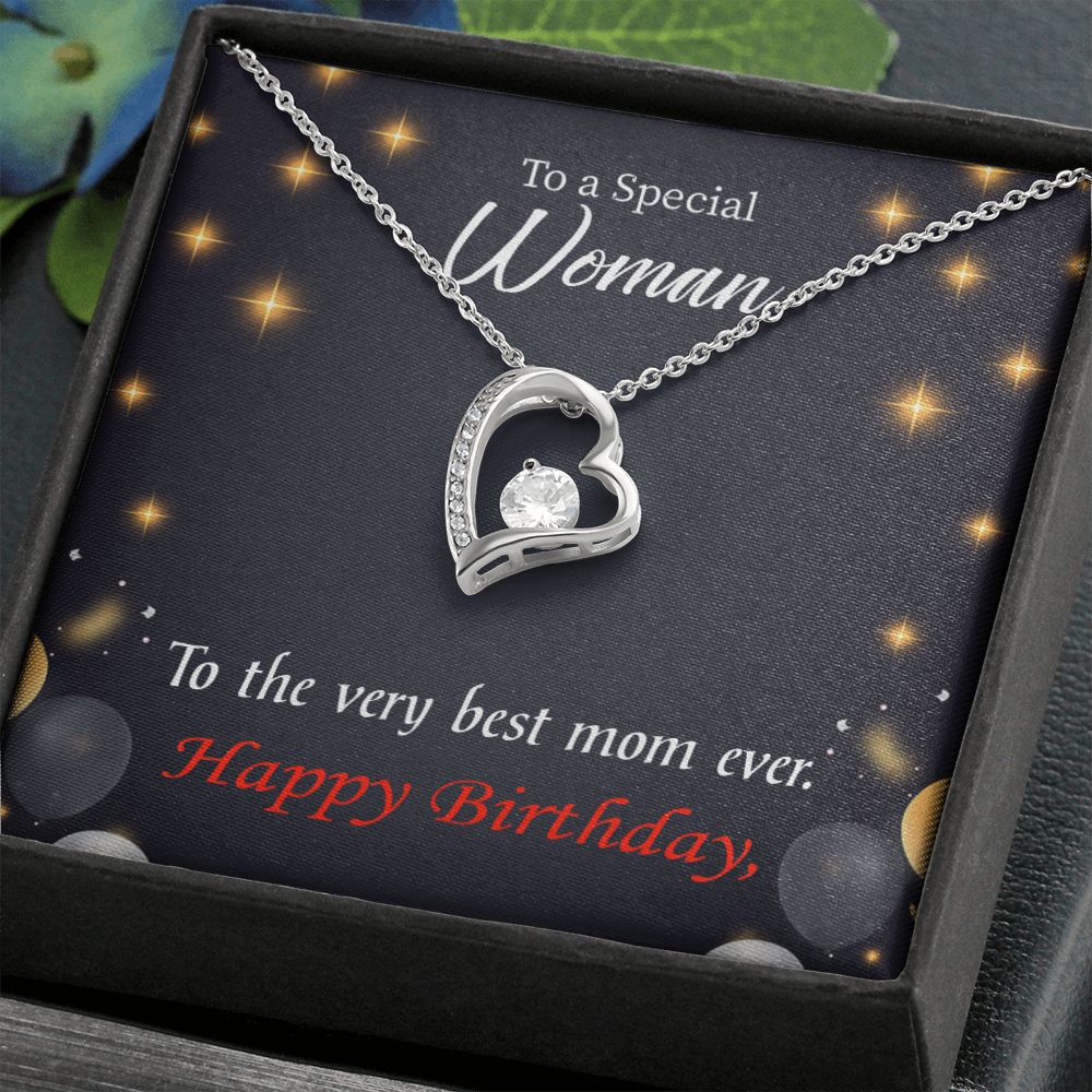 To Mom Birthday Message Best Mom Ever Forever Necklace w Message Card-Express Your Love Gifts