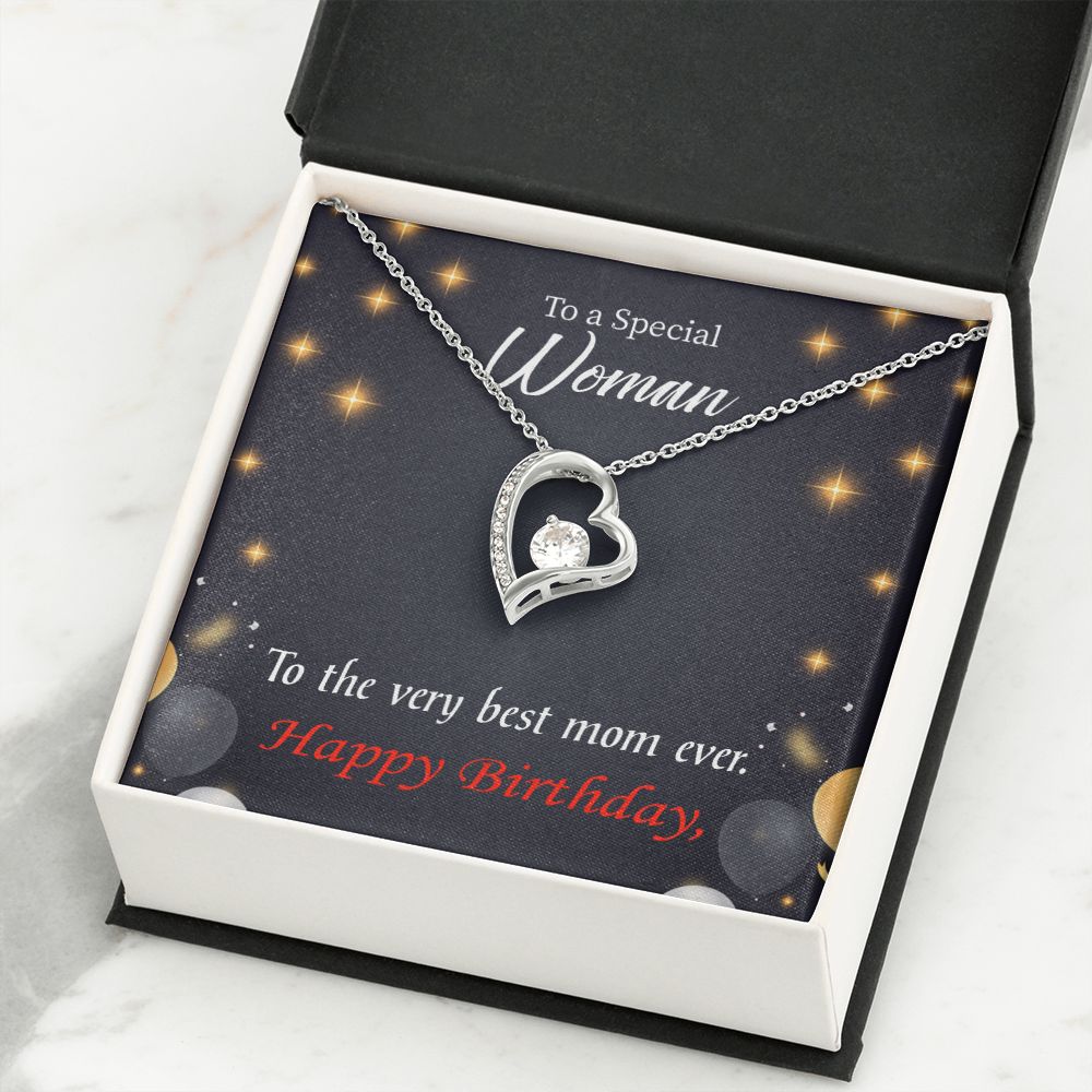 To Mom Birthday Message Best Mom Ever Forever Necklace w Message Card-Express Your Love Gifts