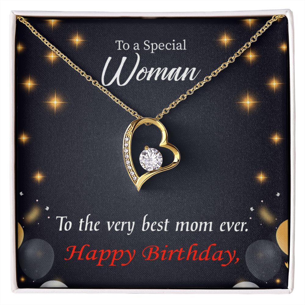 To Mom Birthday Message Best Mom Ever Forever Necklace w Message Card-Express Your Love Gifts