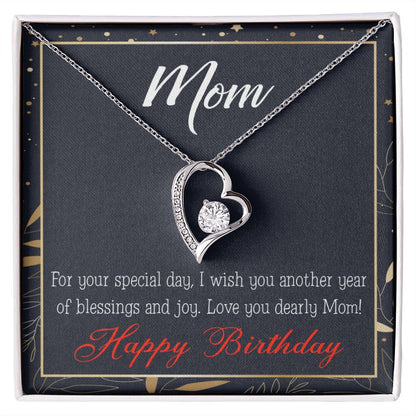 To Mom Birthday Message Blessings and Joy Forever Necklace w Message Card-Express Your Love Gifts