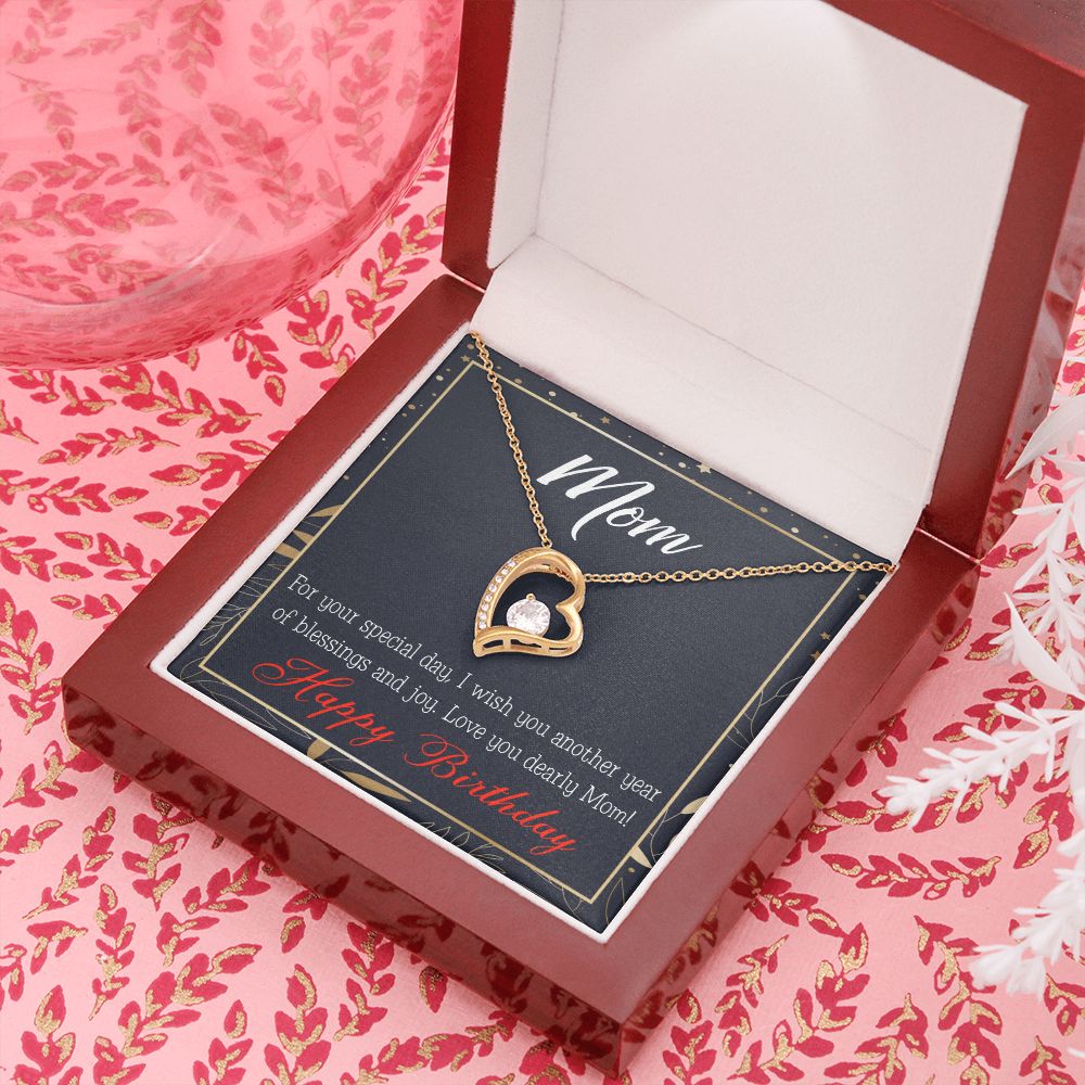 To Mom Birthday Message Blessings and Joy Forever Necklace w Message Card-Express Your Love Gifts