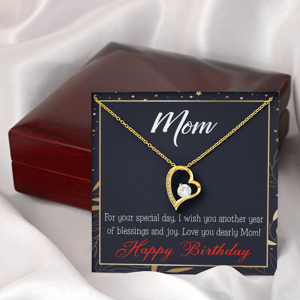 To Mom Birthday Message Blessings and Joy Forever Necklace w Message Card-Express Your Love Gifts