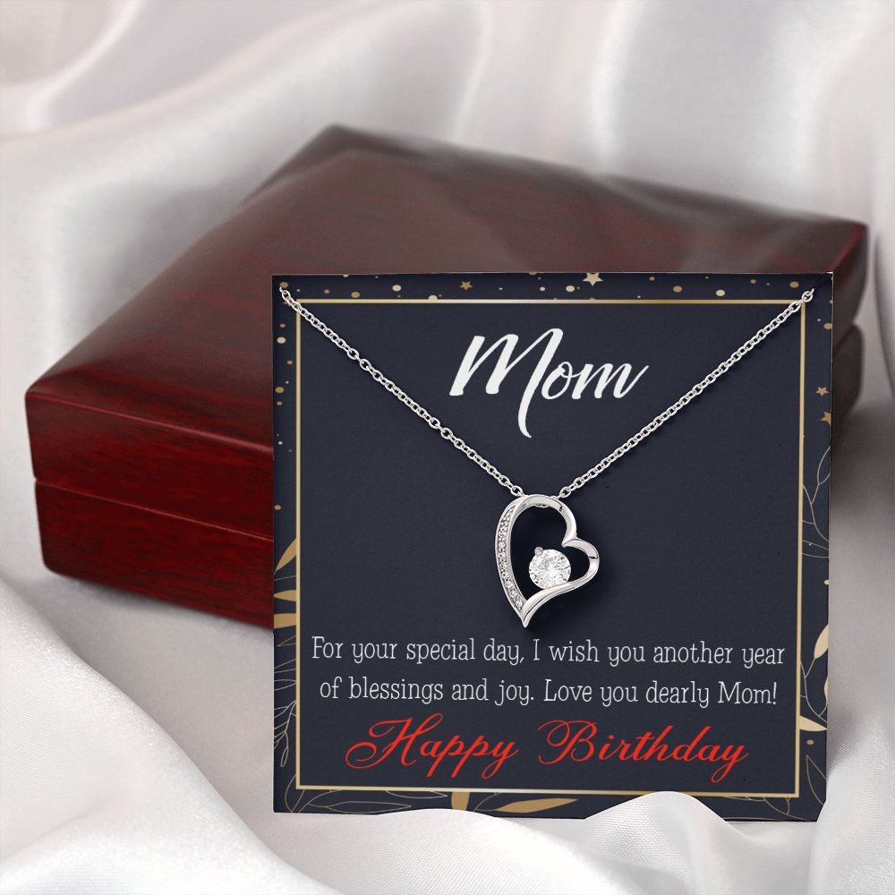 To Mom Birthday Message Blessings and Joy Forever Necklace w Message Card-Express Your Love Gifts