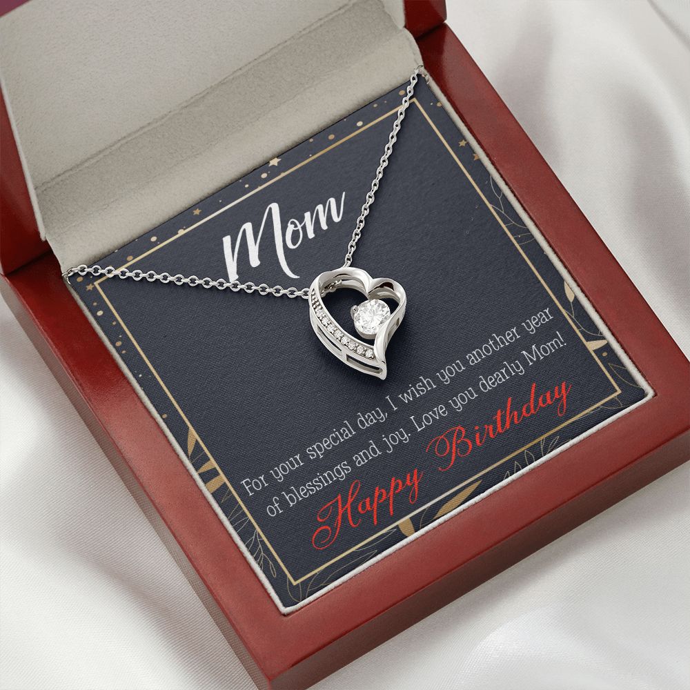 To Mom Birthday Message Blessings and Joy Forever Necklace w Message Card-Express Your Love Gifts