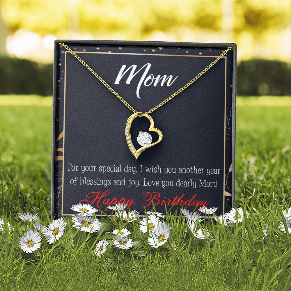 To Mom Birthday Message Blessings and Joy Forever Necklace w Message Card-Express Your Love Gifts
