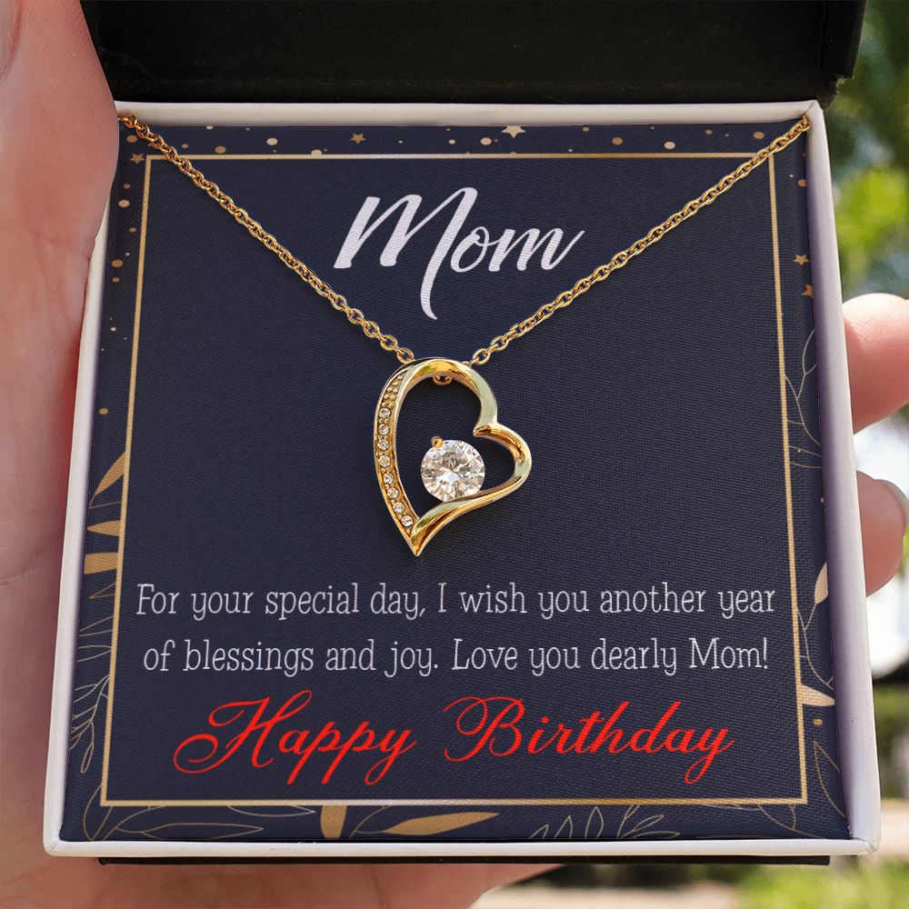 To Mom Birthday Message Blessings and Joy Forever Necklace w Message Card-Express Your Love Gifts