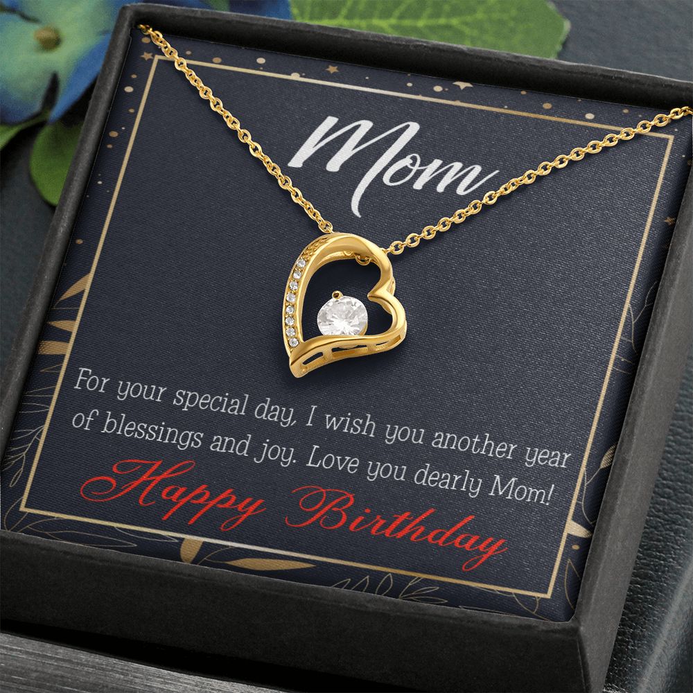 To Mom Birthday Message Blessings and Joy Forever Necklace w Message Card-Express Your Love Gifts