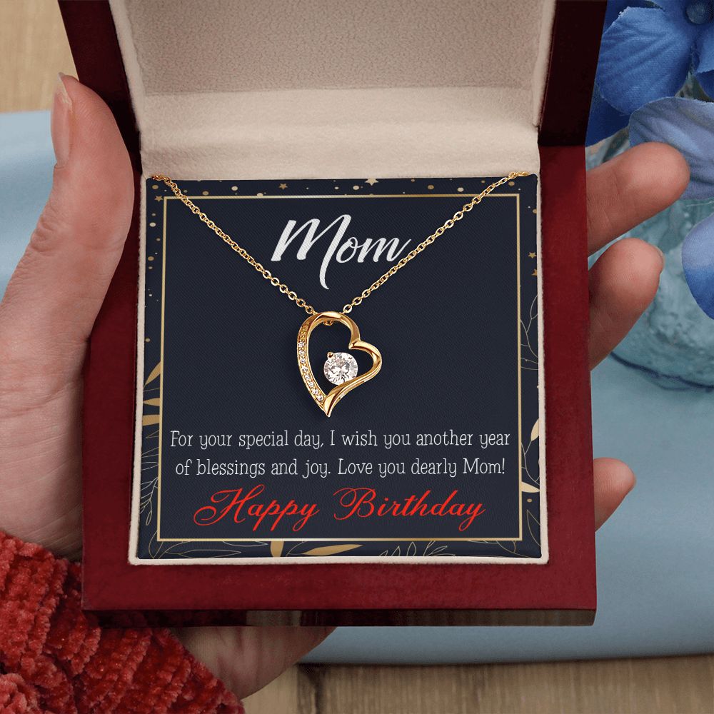 To Mom Birthday Message Blessings and Joy Forever Necklace w Message Card-Express Your Love Gifts