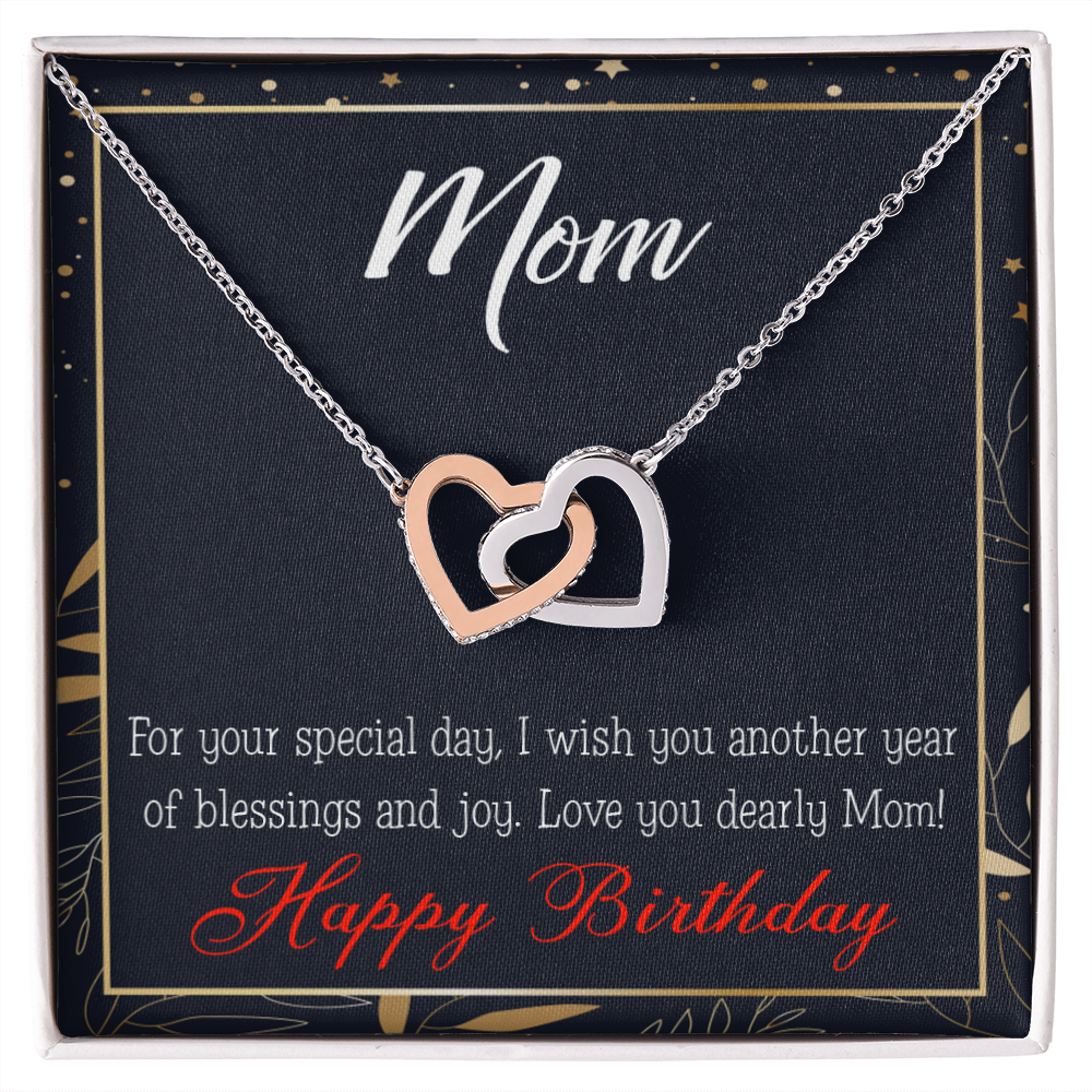 To Mom Birthday Message Blessings and Joy Inseparable Necklace-Express Your Love Gifts