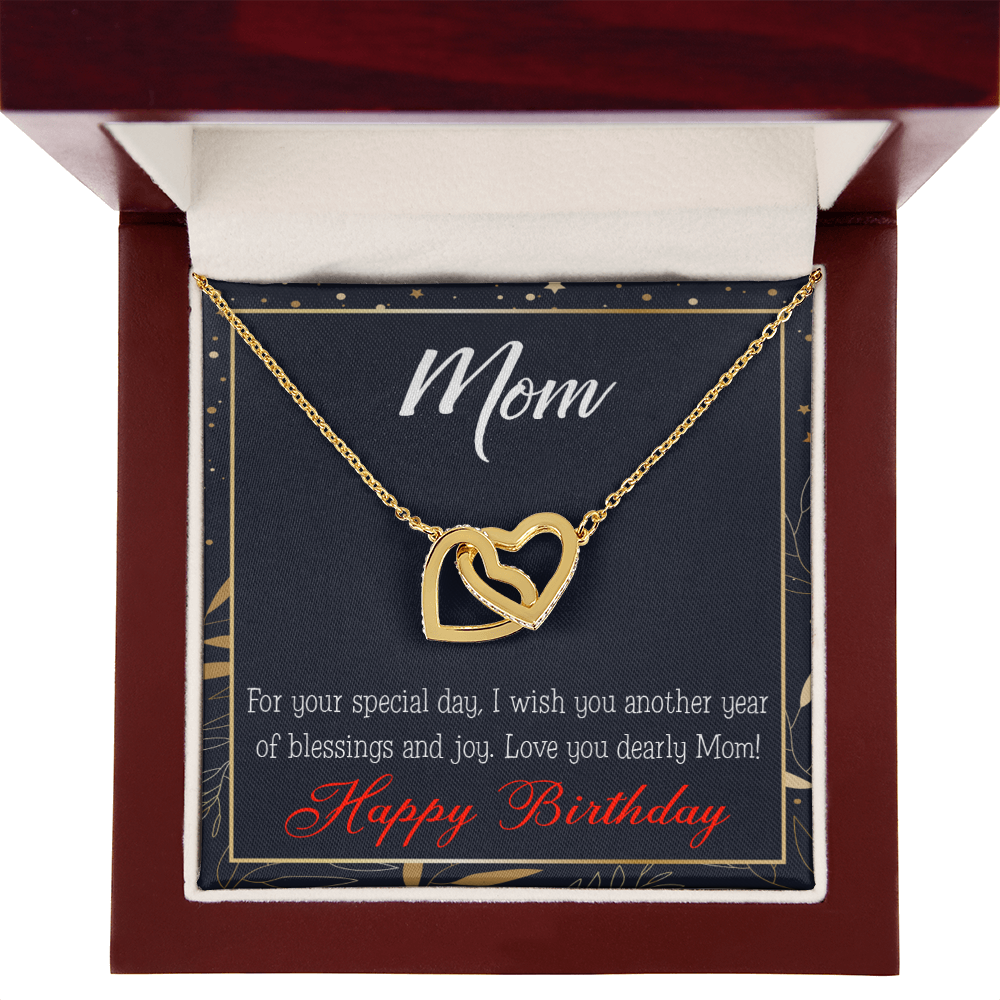 To Mom Birthday Message Blessings and Joy Inseparable Necklace-Express Your Love Gifts