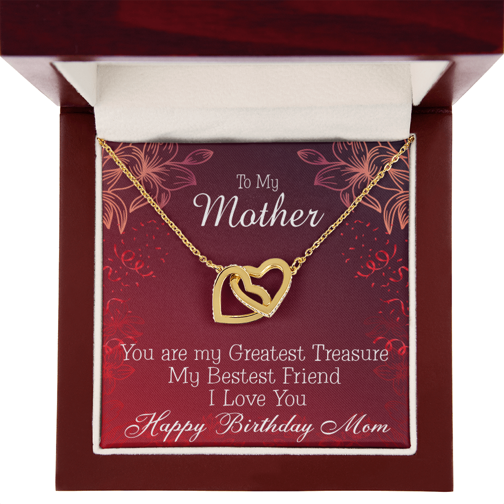 To Mom Birthday Message Greatest Treasure Inseparable Necklace-Express Your Love Gifts