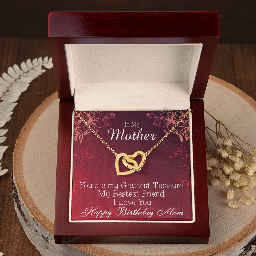 To Mom Birthday Message Greatest Treasure Inseparable Necklace-Express Your Love Gifts