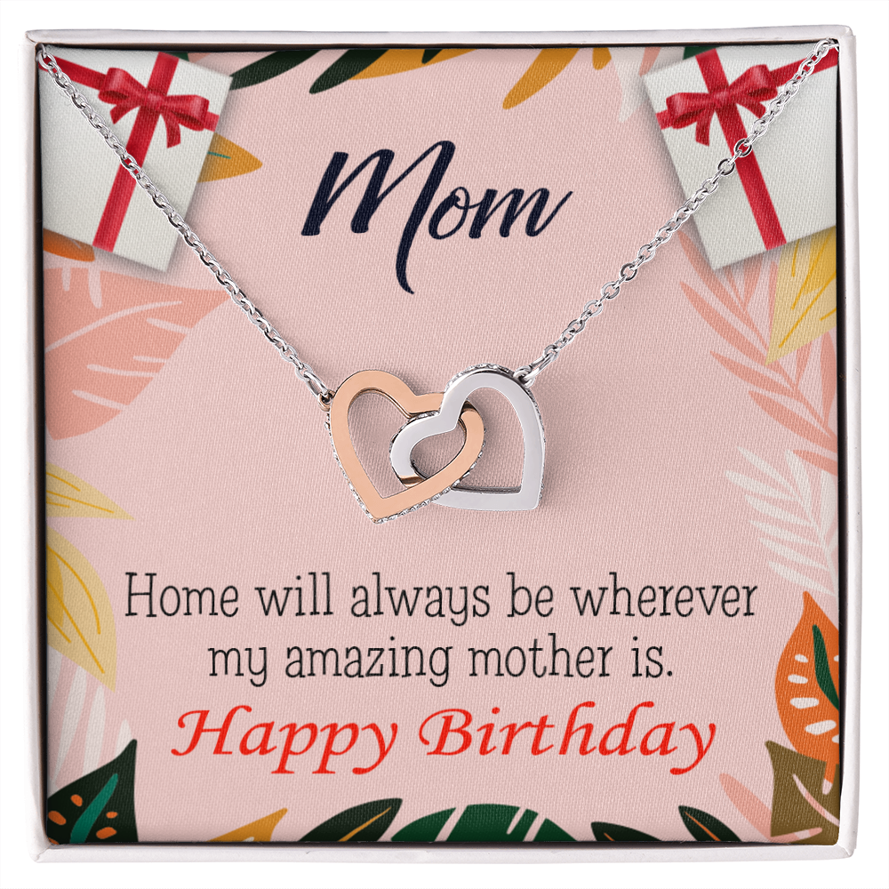 To Mom Birthday Message Home is Mom Inseparable Necklace-Express Your Love Gifts