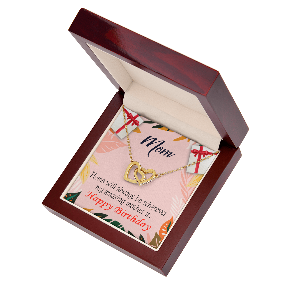 To Mom Birthday Message Home is Mom Inseparable Necklace-Express Your Love Gifts