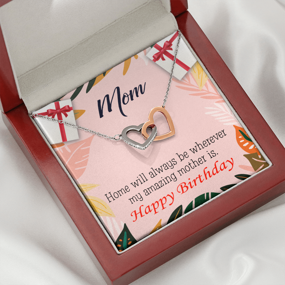 To Mom Birthday Message Home is Mom Inseparable Necklace-Express Your Love Gifts