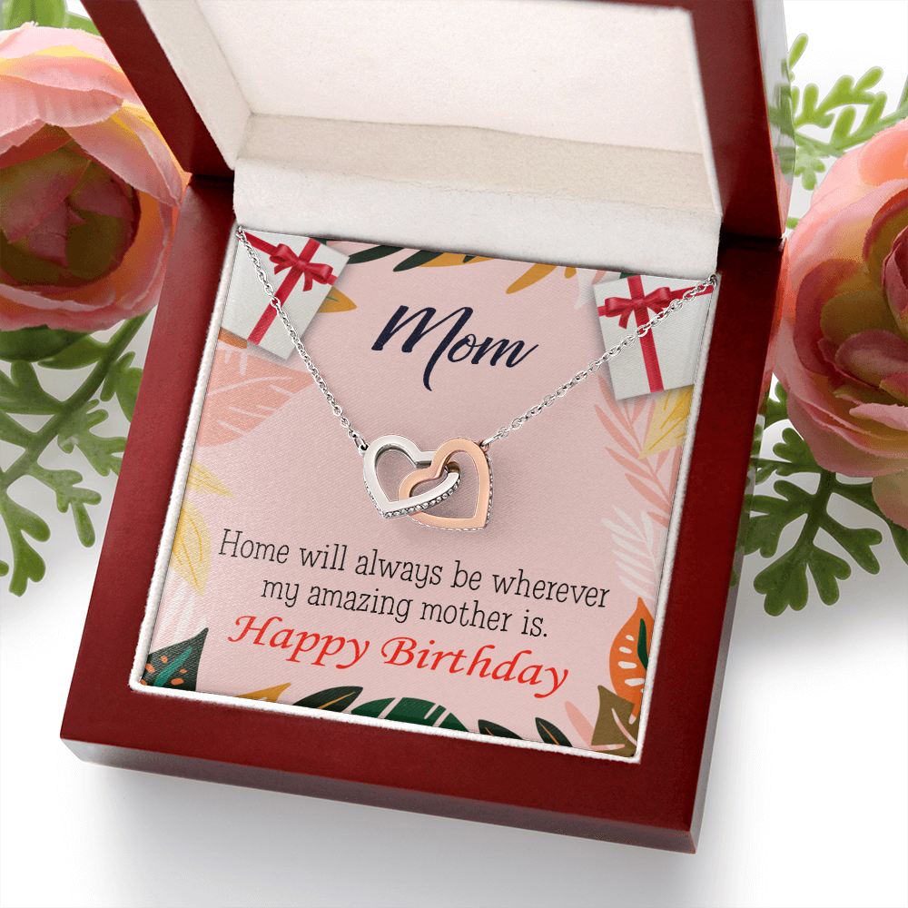To Mom Birthday Message Home is Mom Inseparable Necklace-Express Your Love Gifts