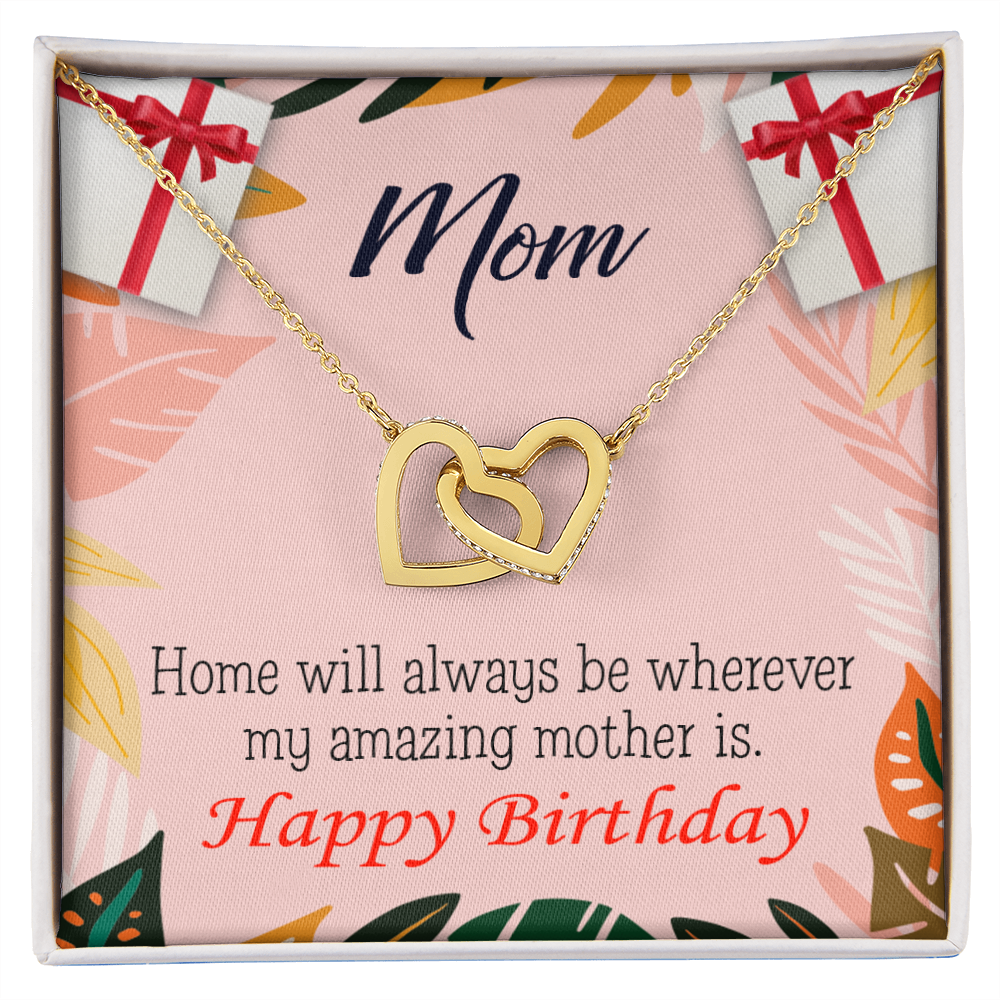 To Mom Birthday Message Home is Mom Inseparable Necklace-Express Your Love Gifts